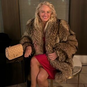 Brown Finnish Raccoon Fur Stroller / Jacket